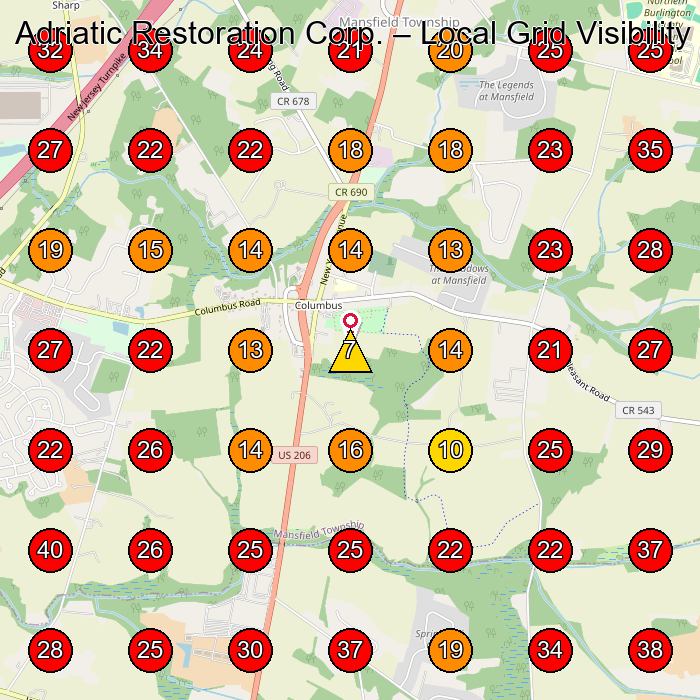 Adriatic Restoration Corp. GeoGrid visibility map for Concrete Contractor in None